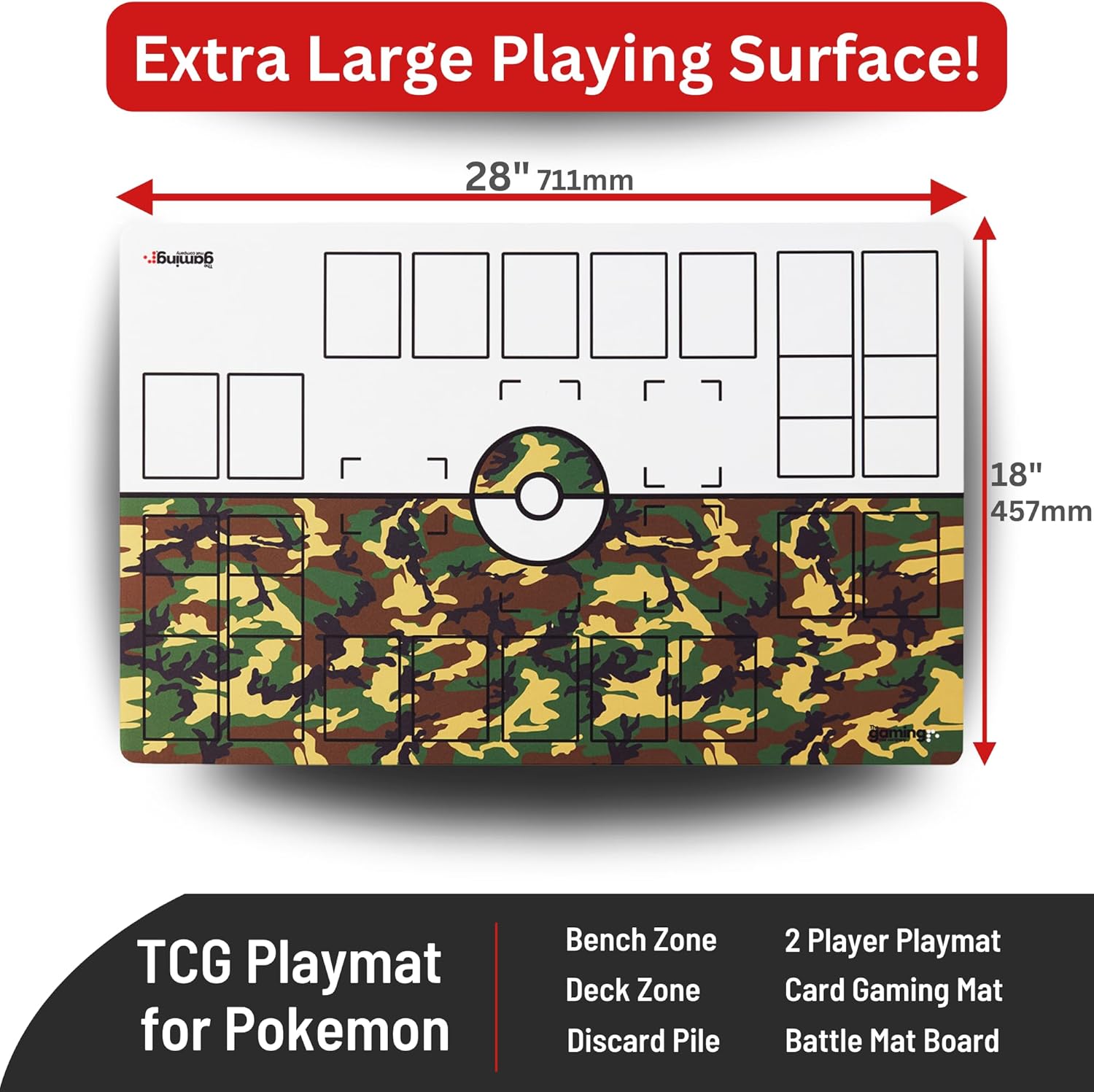 GMC Deluxe 2 Player Camouflage Gaming Mat Compatible for Pokemon Trading Card Game Stadium Board Playmat for Compatible Pokemon Trainers