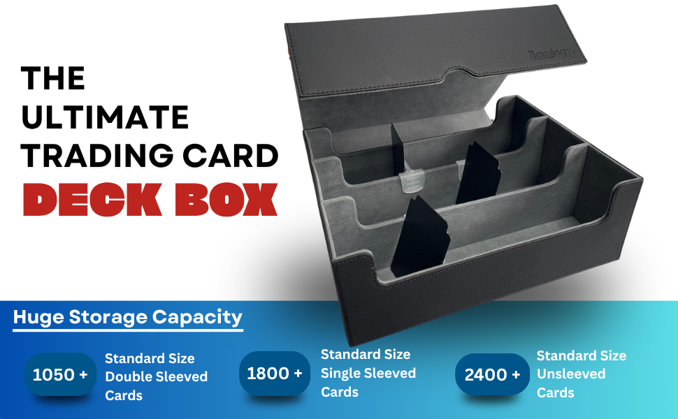XL 1800+ Trading Card Deck Box | PU Leather Storage Cases with Holders & Dividers | MTG YuGiOh Pokemon The Gaming Mat Company XL 1800+ Trading Card Deck Box | PU Leather Storage Cases with Holders & Dividers | MTG YuGiOh Pokemon The Gaming Mat Company