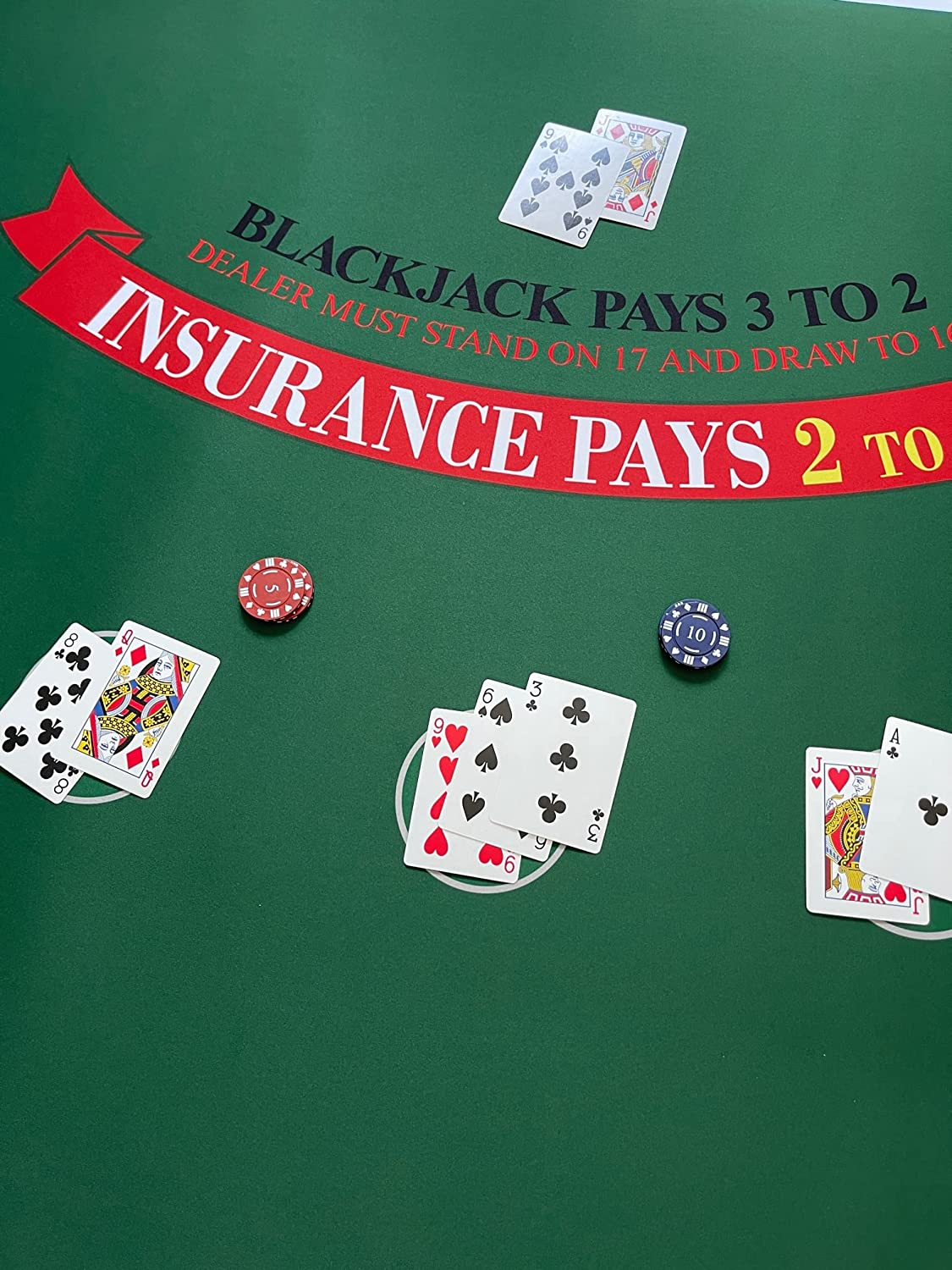 GMC Deluxe Blackjack Table Top Casino Mat Board Cloth 900mm x 1800mm