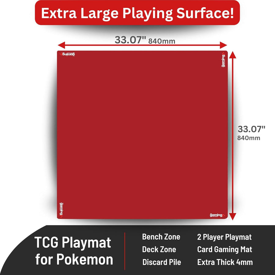 Deluxe Anti Slip Noise Thick Mahjong Dominoes Poker Card Game Mat Board Table Cover 33” x 33” - Red