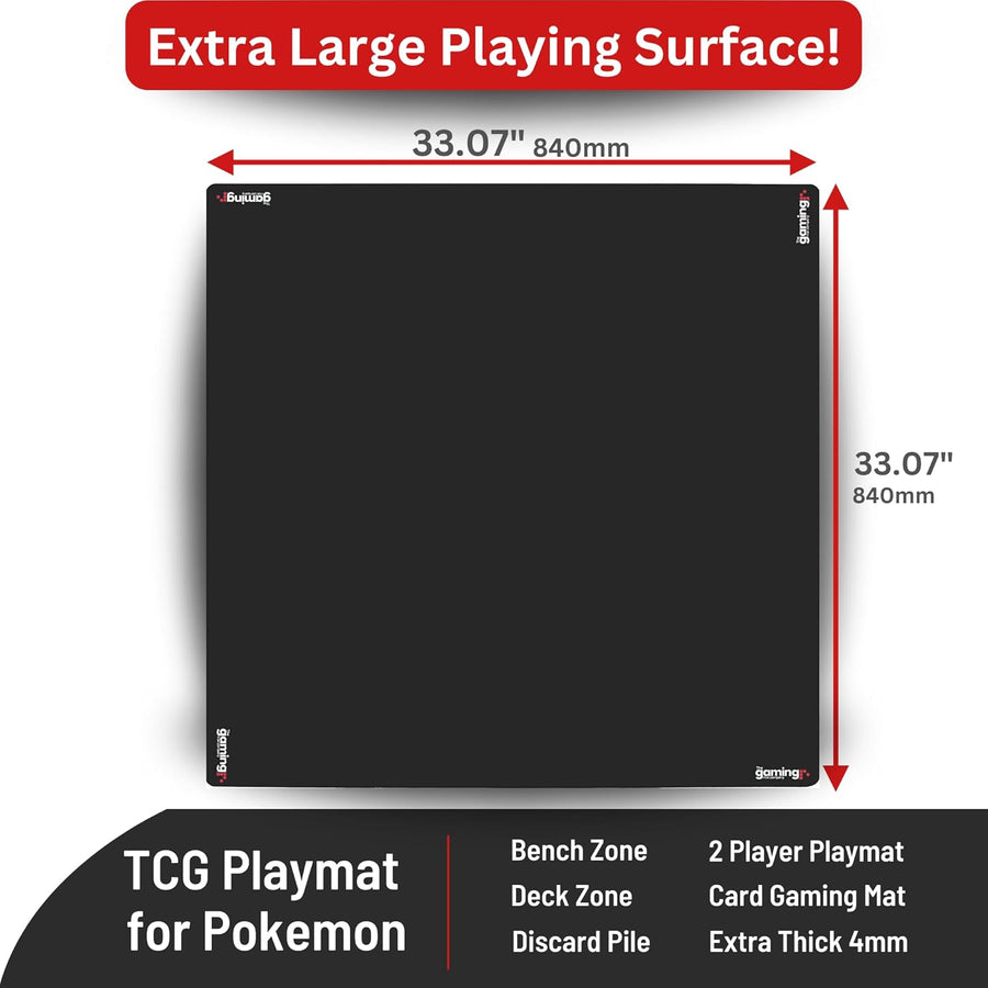 Deluxe Anti Slip Noise Thick Mahjong Dominoes Poker Card Game Mat Board Table Cover 33” x 33” - Black