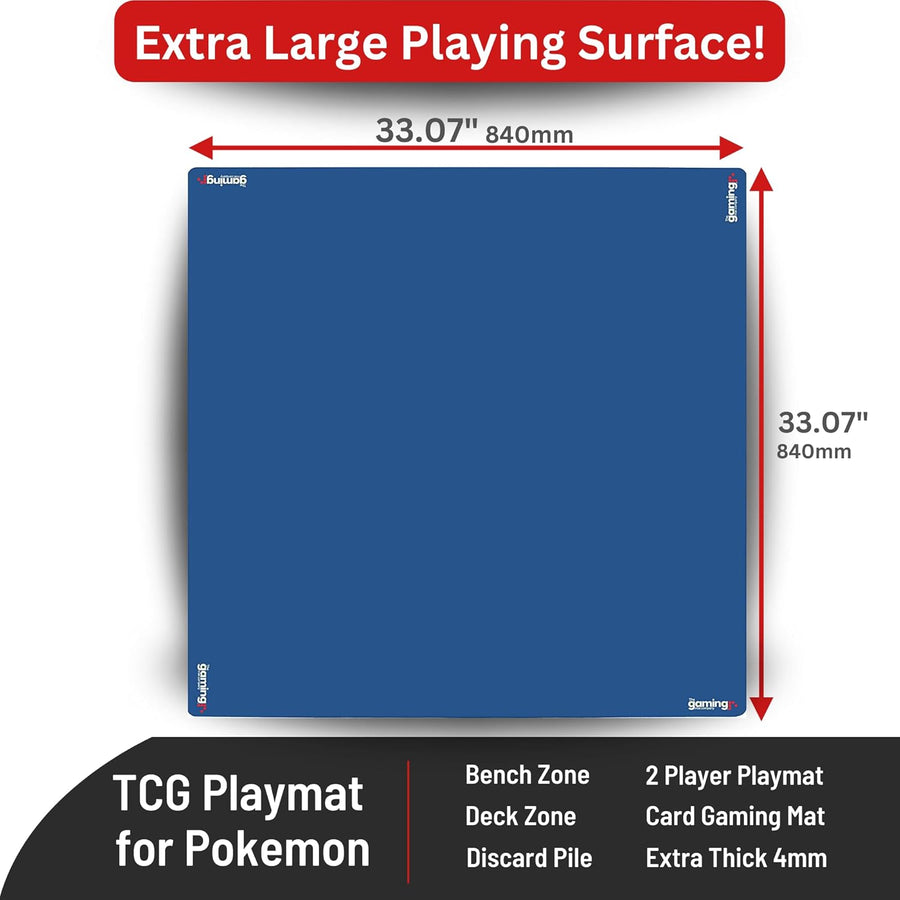 Deluxe Anti Slip Noise Thick Mahjong Dominoes Poker Card Game Mat Board Table Cover 33” x 33” - Blue