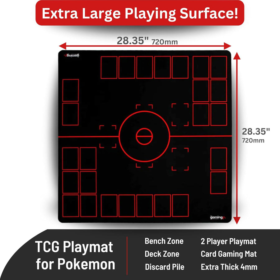 GMC Deluxe V2 Black & Red Pokemon Gaming Mat | Black & Red TCG Pokemon Playmat Board The Gaming Mat Company GMC Deluxe V2 Black & Red Pokemon Gaming Mat | Black & Red TCG Pokemon Playmat Board The Gaming Mat Company