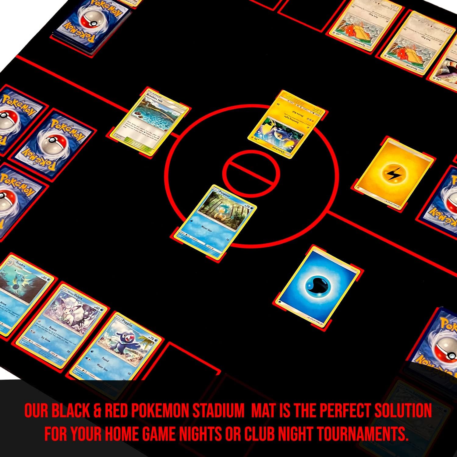 The Gaming Mat Company 2 Player Pokmon Playmat | Black and Red Tradin The Gaming Mat Company 2 Player Pokmon Playmat | Black and Red Tradin