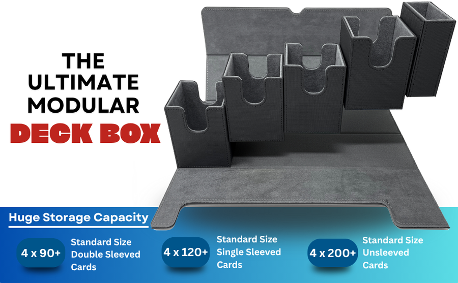 5 in 1 Trading Card Deck Box | 4 PU Leather Storage Cases & Dice Tray | The Gaming Mat Company
