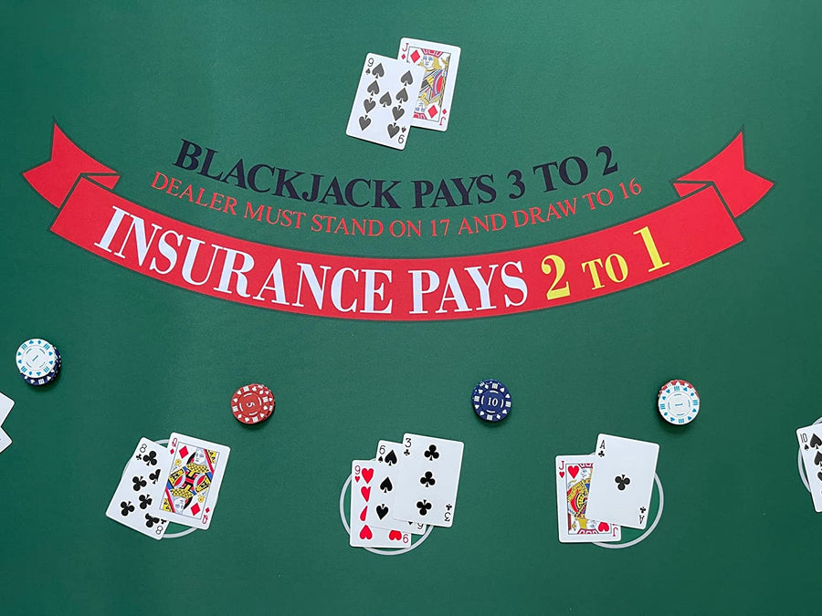 GMC Deluxe Blackjack Table Top Casino Mat Board Cloth 900mm x 1800mm x 3mm