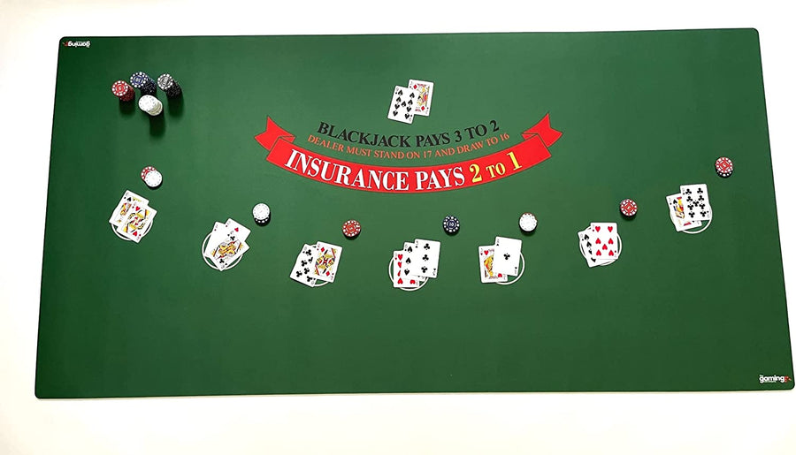 GMC Deluxe Blackjack Table Top Casino Mat Board Cloth