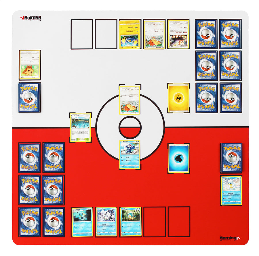 The Gaming Mat Company 2 Player Pokmon Playmat | Red and White Trading Card Game Battle Mat 28" x 28" (72cm x 72cm) The Gaming Mat Company 2 Player Pokmon Playmat | Red and White Trading Card Game Battle Mat 28" x 28" (72cm x 72cm)
